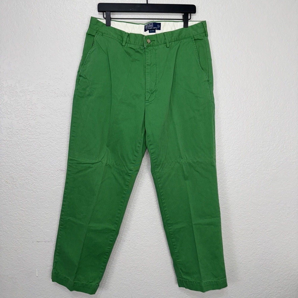 Vintage Polo Ralph Lauren Chino Pants Mens 35x30 (fits 34x29) Classic Green